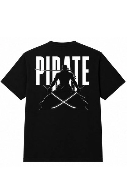 T-shirt noir Roronoa Zoro dos - silhouette katana streetwear manga One Piece