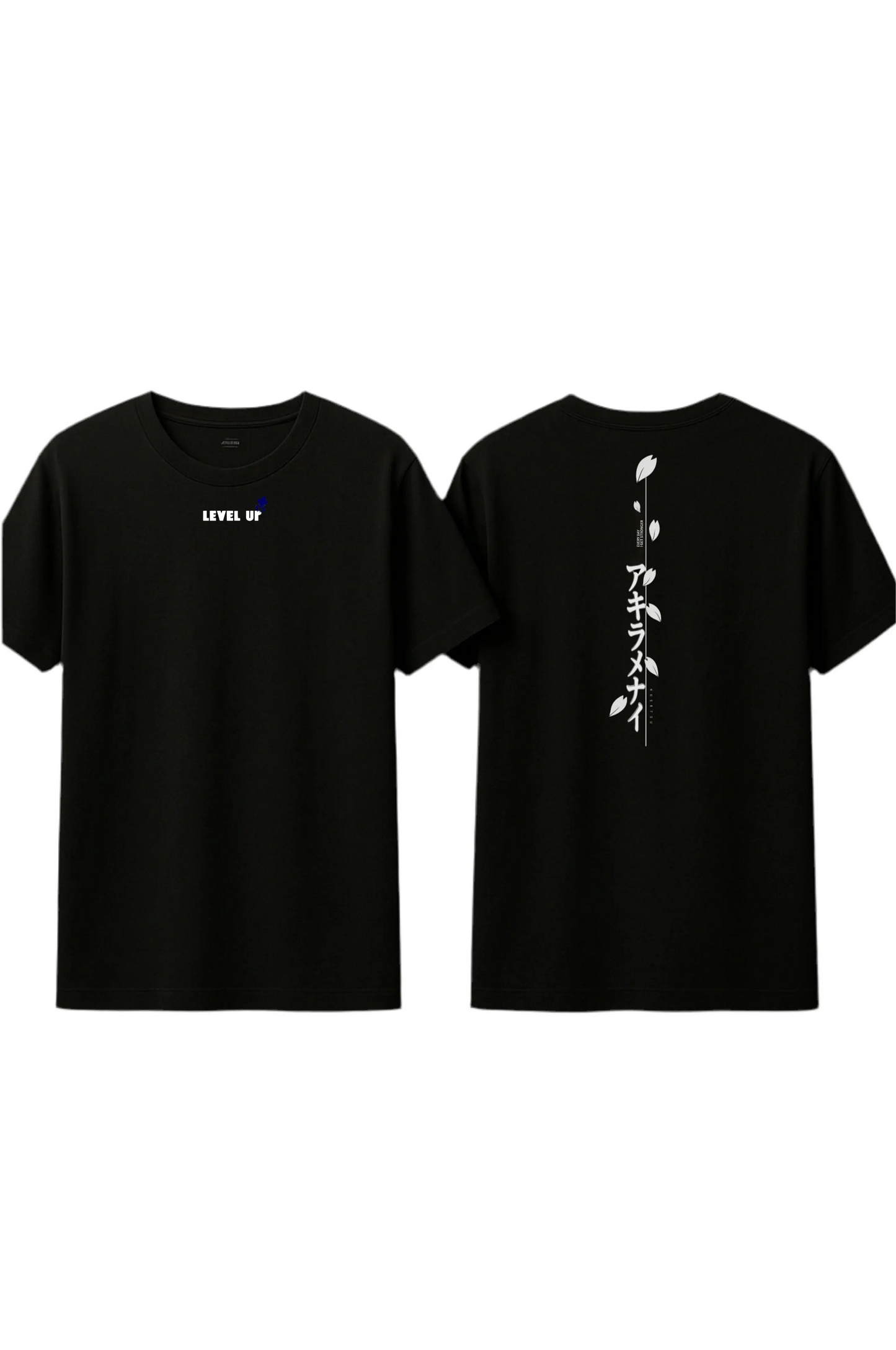 T-shirt noir Kusetsu Level Up streetwear avec texte japonais au dos
